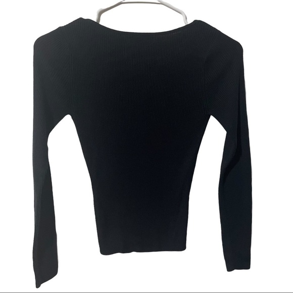 Leith black faux wrap long sleeve top - Picture 4 of 4